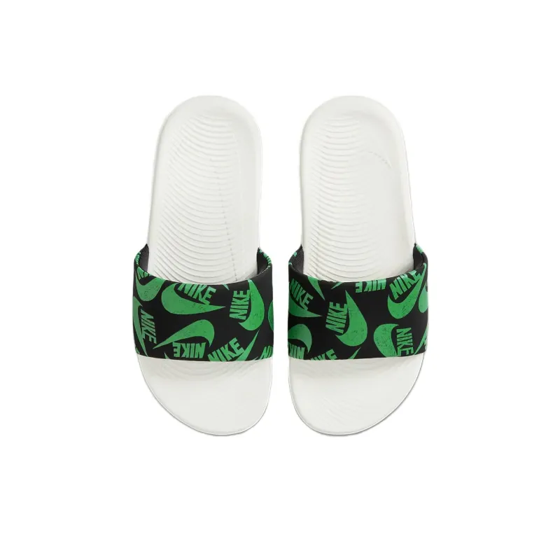 Nike Kawa Slip Resistant Shock Absorbers Kids' Slippers Black White Green Kids'-3