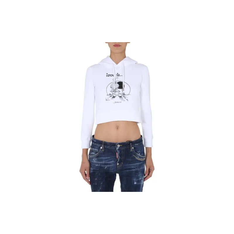 DSQUARED 2 Graphic Print Cropped Hoodie-3