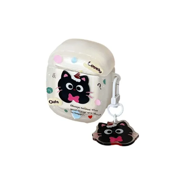Baohuguang Compatibility AirPods 3/1/2/Pro 2 TPU Cute Polka Dot Cartoon Bowknot Kitten Fully Enclosed Headphone Cases-2