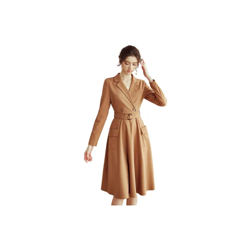 ROEYSHOUSE Long Sleeved Dress Women's Coffee-3