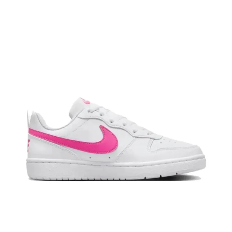Nike Court Borough Anti Slip Wear Resistant Low Top Kids Lifestyle Shoes White Pink Unisex-1