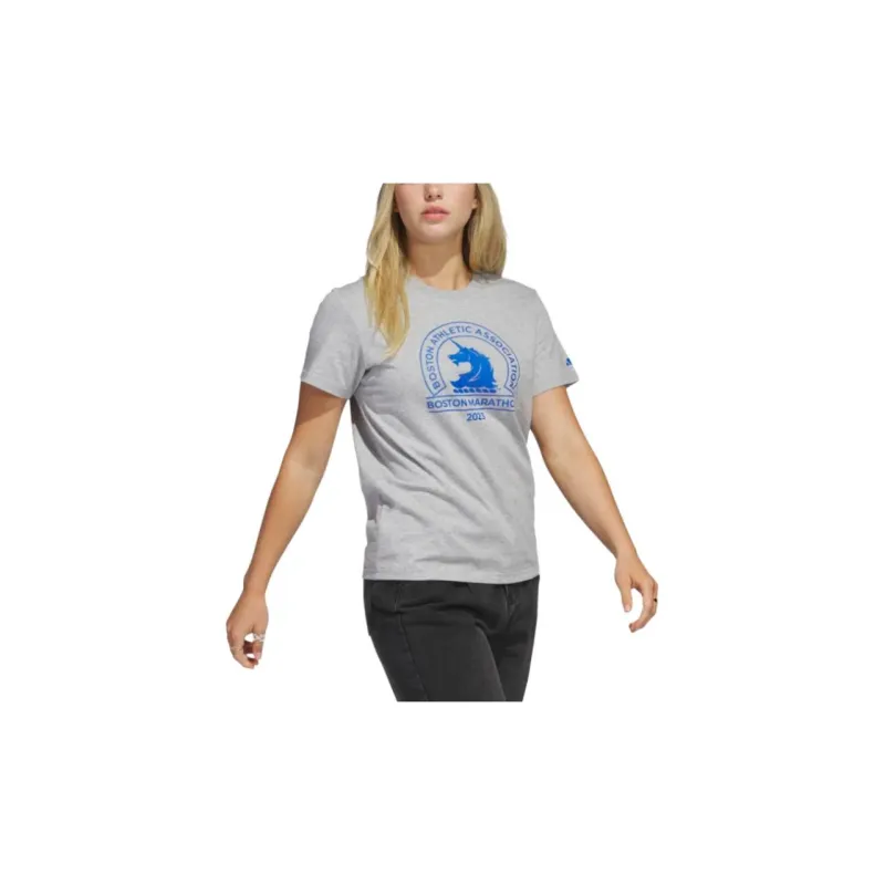 Adidas Boston Marathon T-Shirts Women's Gray-2