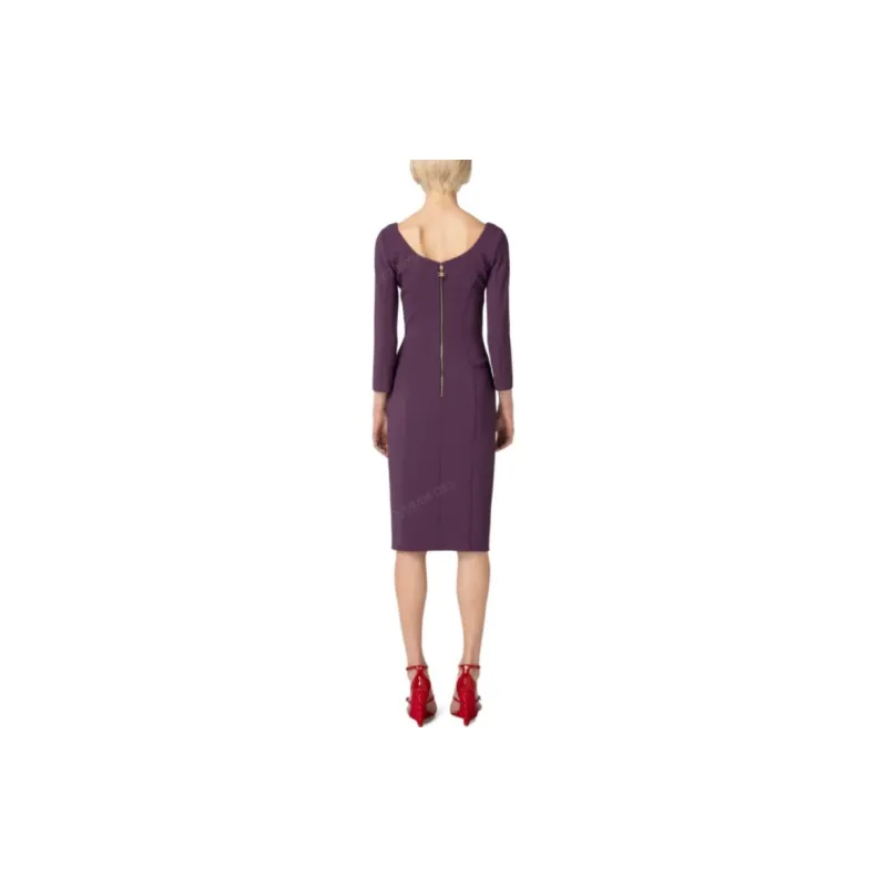 Elisabetta Franchi V Neck Front Slit Midi Dress-1