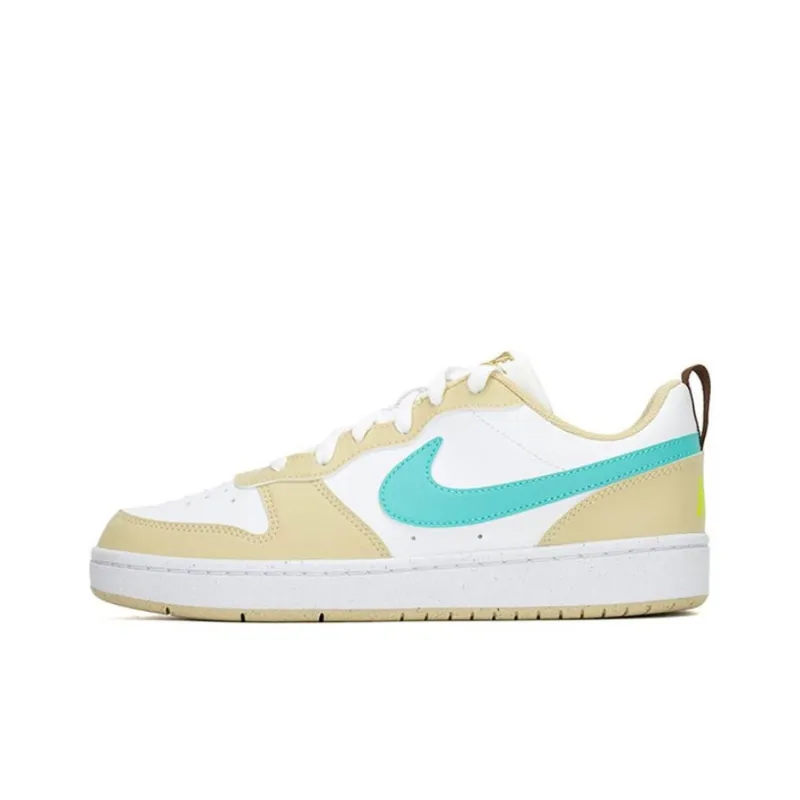 Nike Court Borough COURT BORO Anti Slip Wear Resistant Low Top Kids' Skateboarding Shoes Yellow White Unisex-0