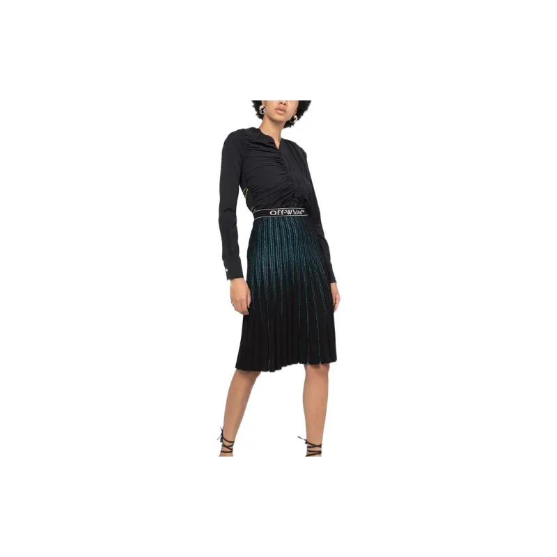 OFF WHITE Glitter stripe Pleated Skirt-1