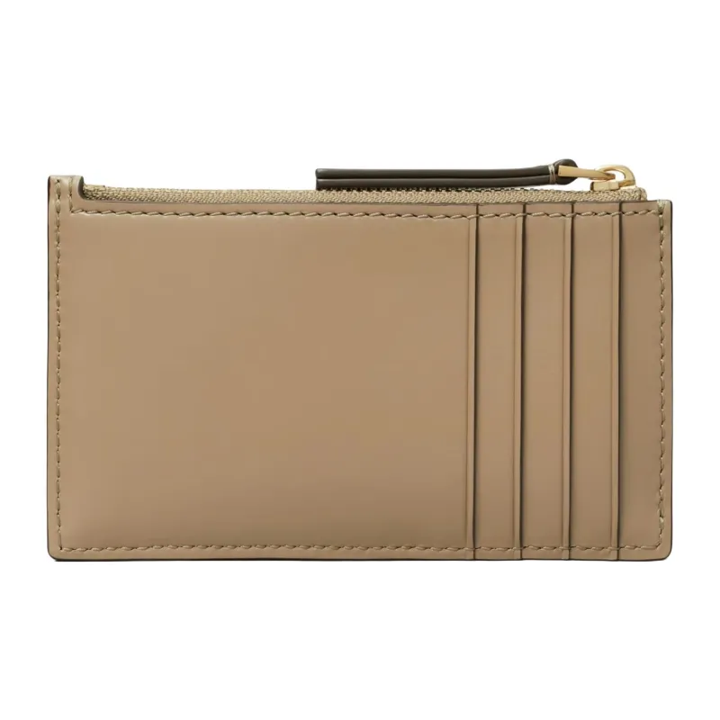 TORY BURCH Kira Nappa Leather Card Holder Women's Taupe-2