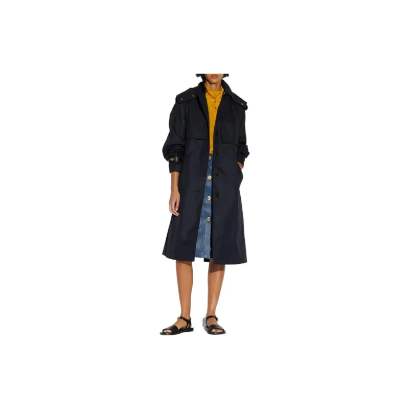 COACH Trench Coat Women's Dark Blue-1