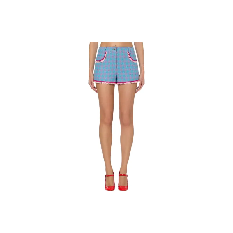 MOSCHINO Houndstooth Tassel Trim Shorts-2