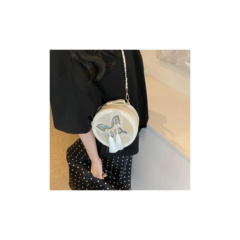 Fitchell PU Small Round Bag Shoulder Bag Regular Women's Beige Floral/National Flower/Blue Floral/Fruit Green-1
