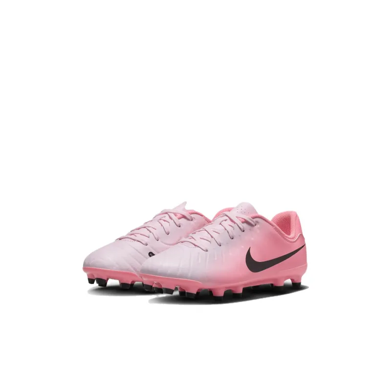 Nike Tiempo Legend 10 Anti Slip Wear Resistant Low Top Kids' Soccer Shoes Pink Black Kids'-2
