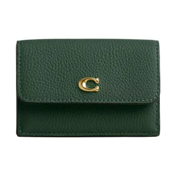 COACH Leather Coin Purses Wallets Mini Women's Hunter Green