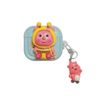Baohuguang Compatibility AirPods 3/1/2/Pro 2 TPU Cute Bee Ruby Cartoon Fully Enclosed Impact Resistant Headphone Cases