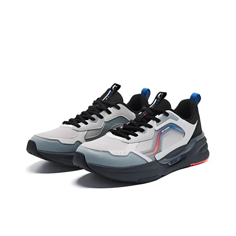 QIAODAN Anti Slip Wear Resistant Low Top Casual Running Shoes Men's Gray Black Blue-1
