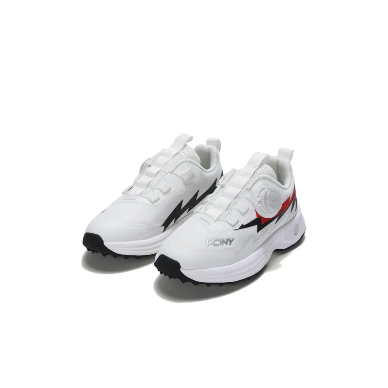 PONY Cushioning Breathable Low Top Kids' Running Shoes White Red Kids'-2