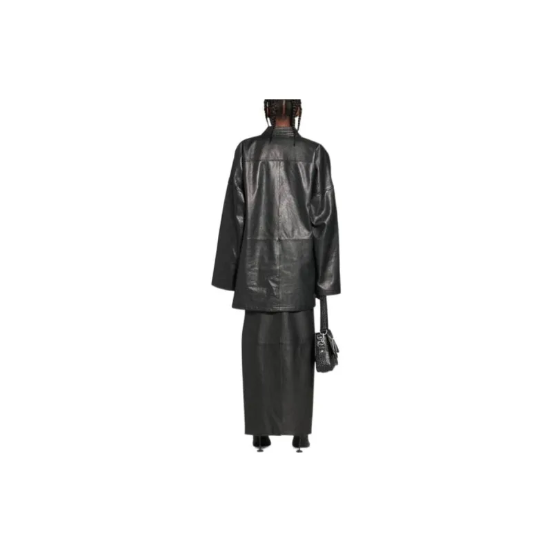 Balenciaga Leather Jackets Women's Black-3