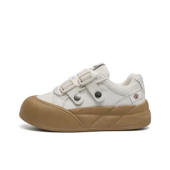 TUOPIN Anti Slip And Wear Resistant Lightweight Low Top Skateboard Shoes Women's Beige