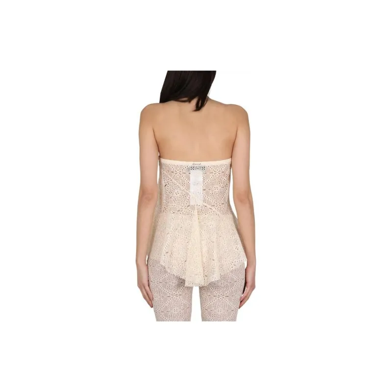 DSQUARED 2 Broderie Anglaise Asymmetric Hem Top-1
