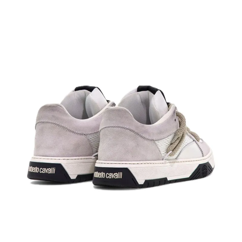 Roberto Cavalli Low-Top Skateboard Shoes Men's White Purple-3