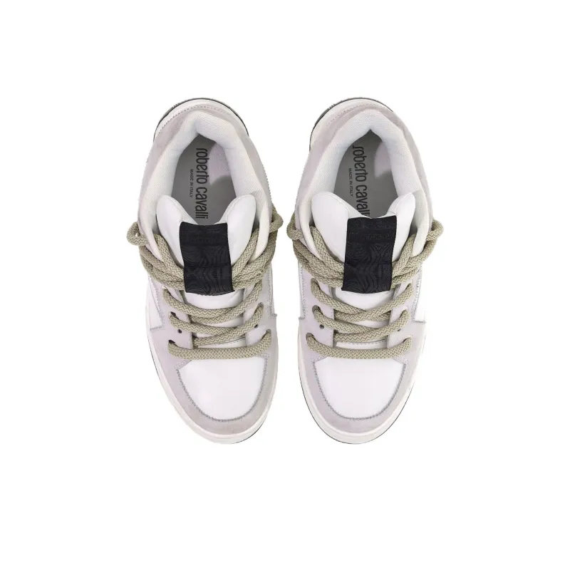 Roberto Cavalli Low-Top Skateboard Shoes Men's White Purple-4