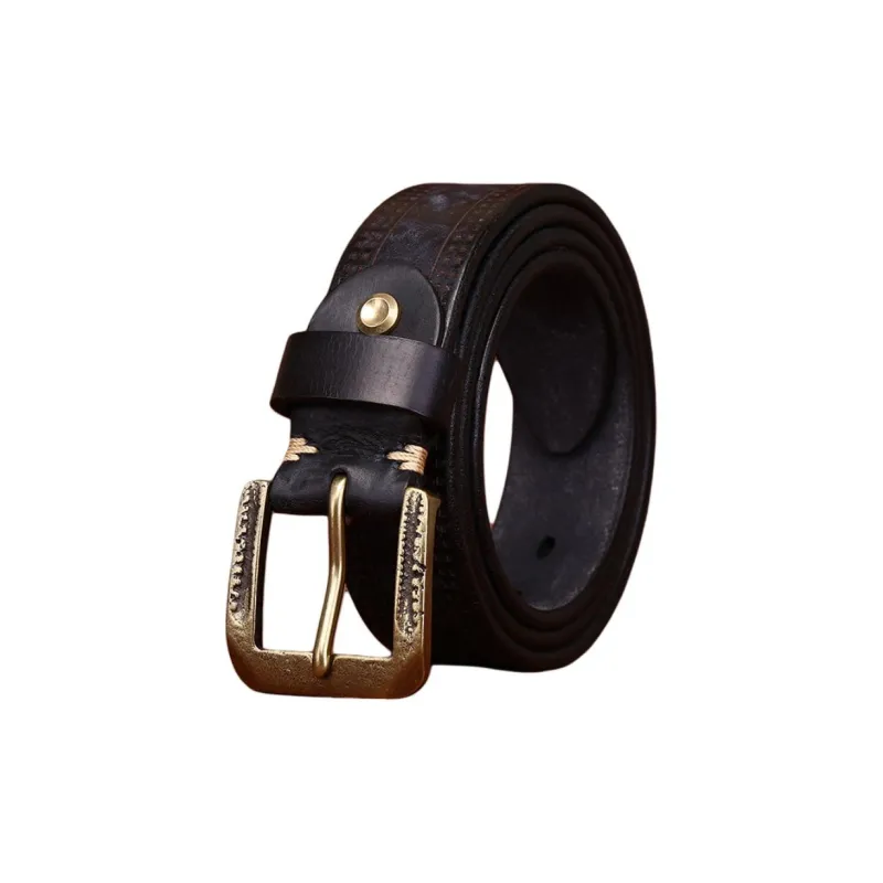 JEANSWEST Cow Leather Leather Belts Men's 3.8cm-2