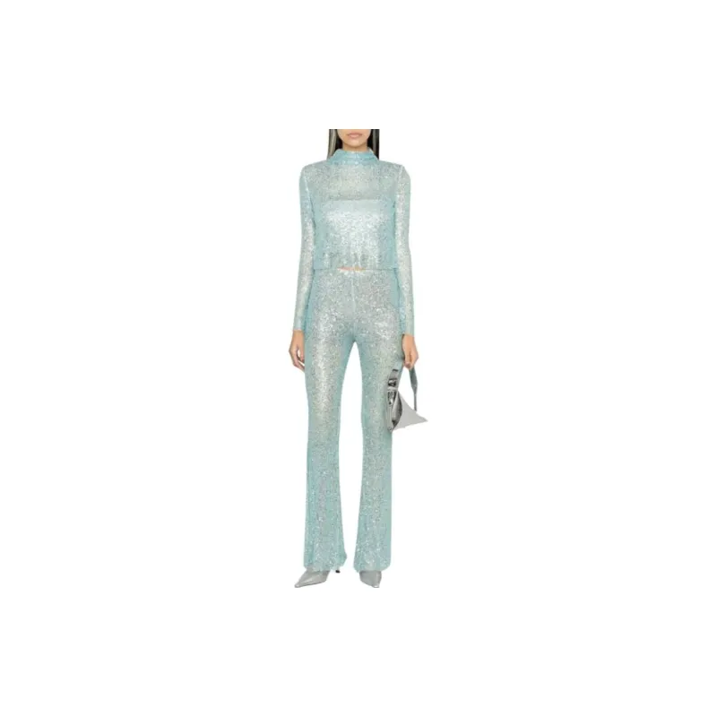 Self portrait Beaded Fishnet Trousers-1