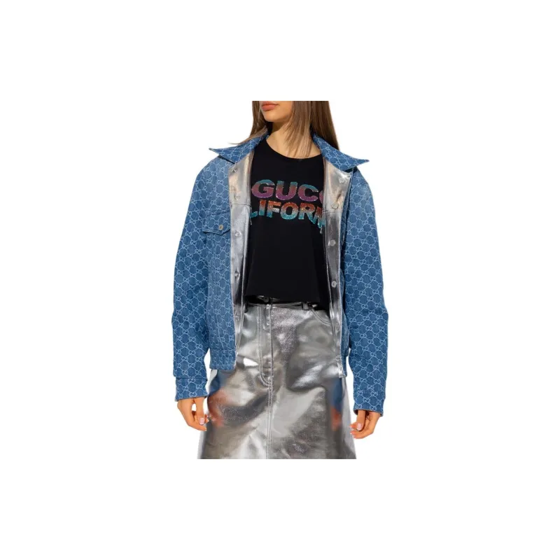 GUCCI Gg Metallic Denim Jacket-2
