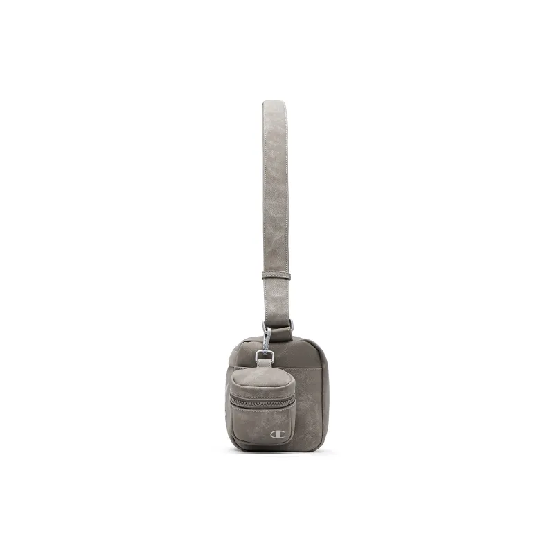 Champion Fabric+Artificial Leather Crossbody Bag Medium Size Unisex Smoke Gray/Champion Blue/Latte Brown/Black-13