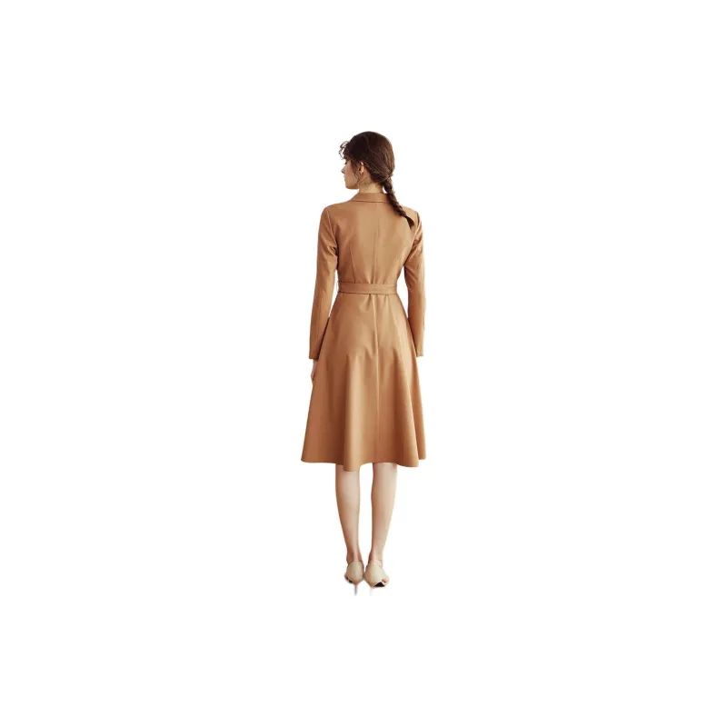 ROEYSHOUSE Long Sleeved Dress Women's Coffee-2