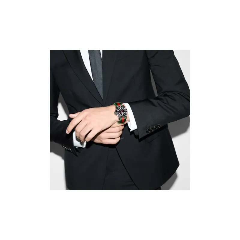 GUCCI Dive Collection Wrist Watch Automatic Mechanical Movement Nylon Strap 40mm Black Dial Unisex-3