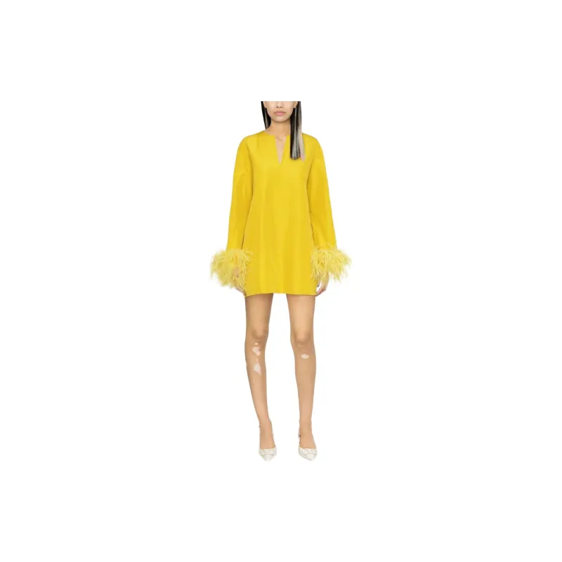 Valentino Long-Sleeved Dresses Women's Yellow-1