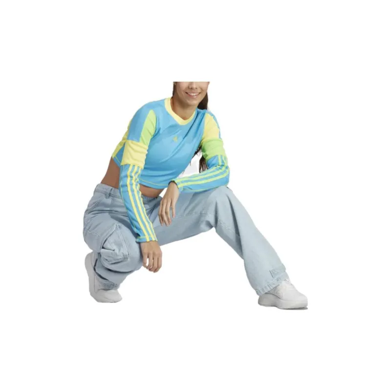 Adidas Crop Tops Women's Yellow Blue-2