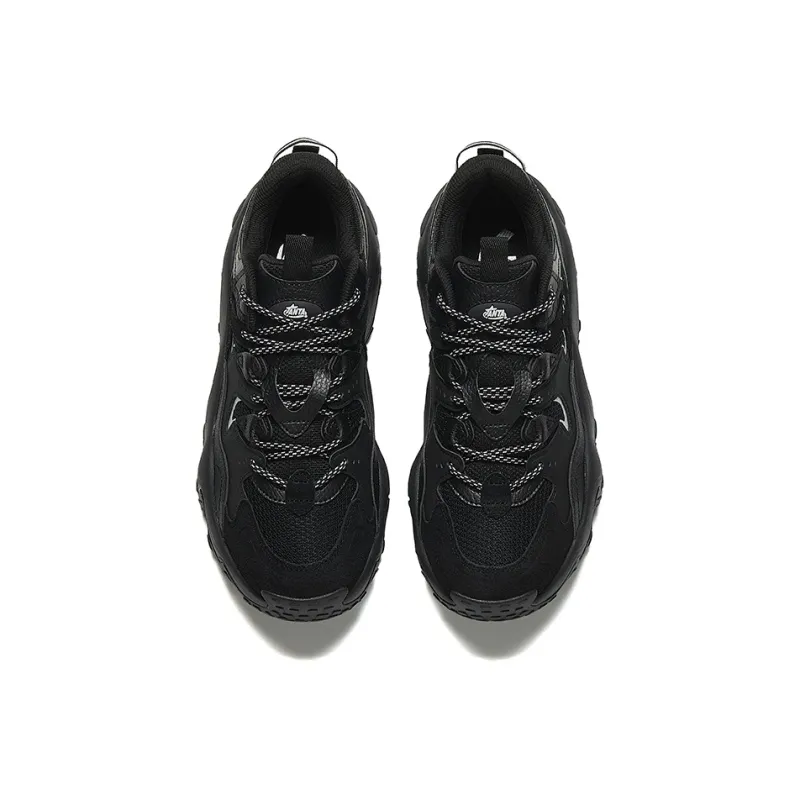Anta Anti Slip Wear Resistant Low Top Casual Shoes Men's Black Silver-2
