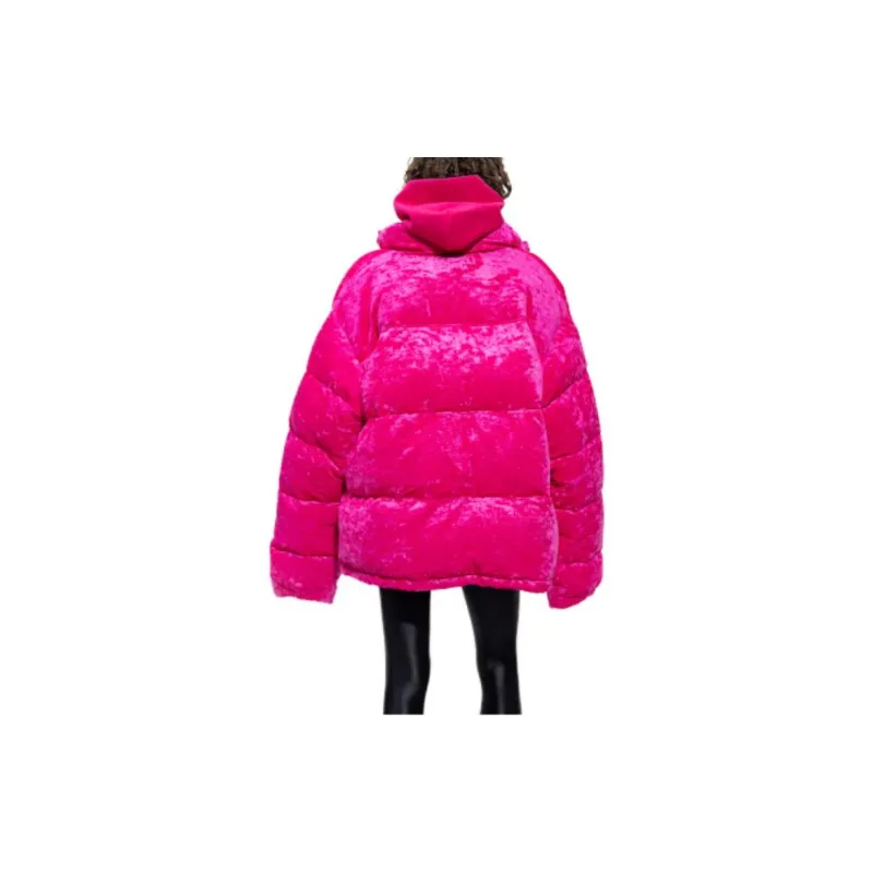 Vetements Logo-patch Velour Down Puffer Jacket-3