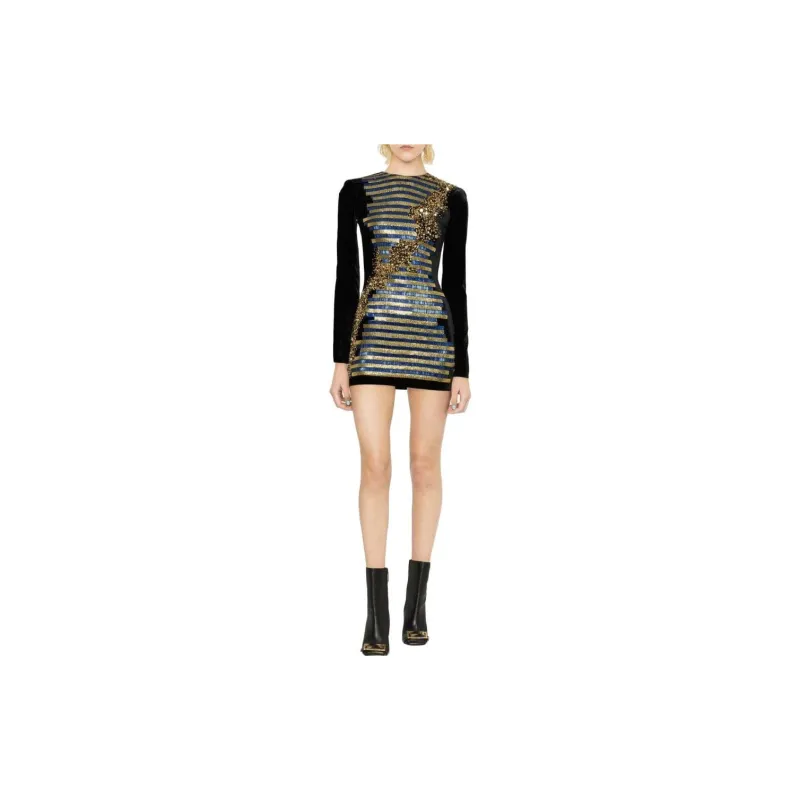 BALMAIN Long-Sleeved Dresses Women's Black-2