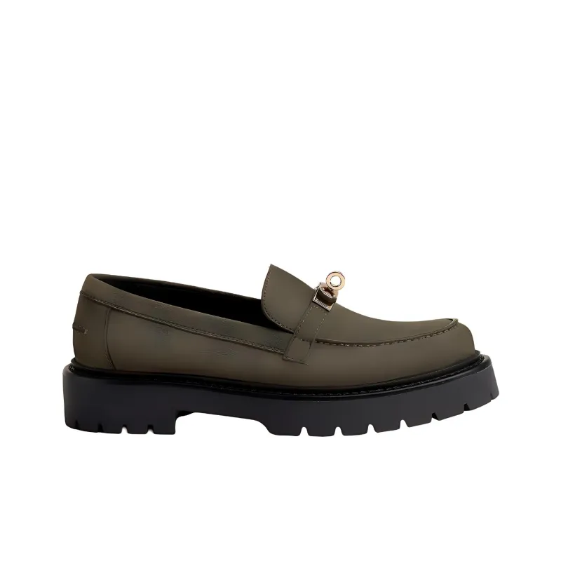 HERMES Icone Loafers Women's Green-1