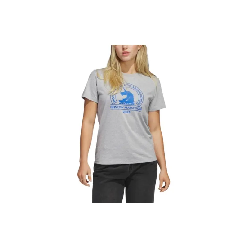 Adidas Boston Marathon T-Shirts Women's Gray-1