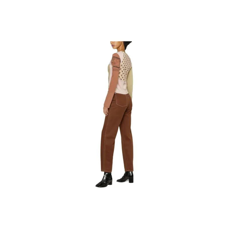 Marine Serre Printed Long Sleeve T shirt Olive Green-3