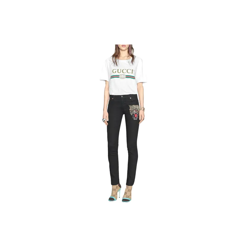 GUCCI Angry Cat Embroidered Denim Pant-1