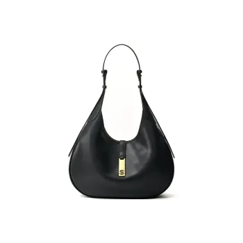 Simedin Cow Leather Shoulder Bag Medium Size Women's Deep Black/Brown