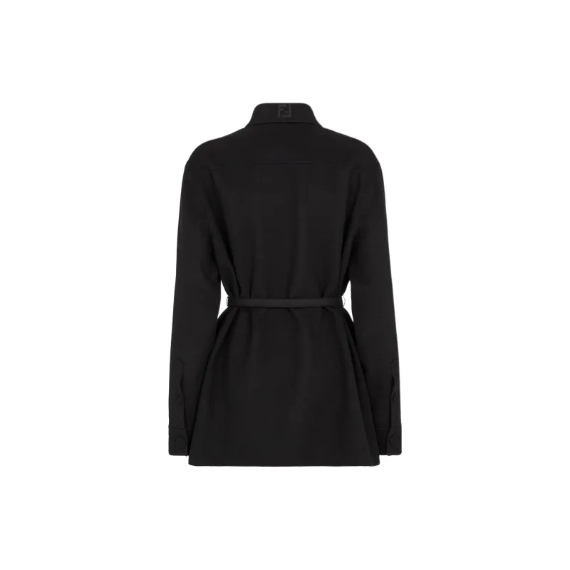 FENDI Logo Embroidered Belted Waist Jacket-1
