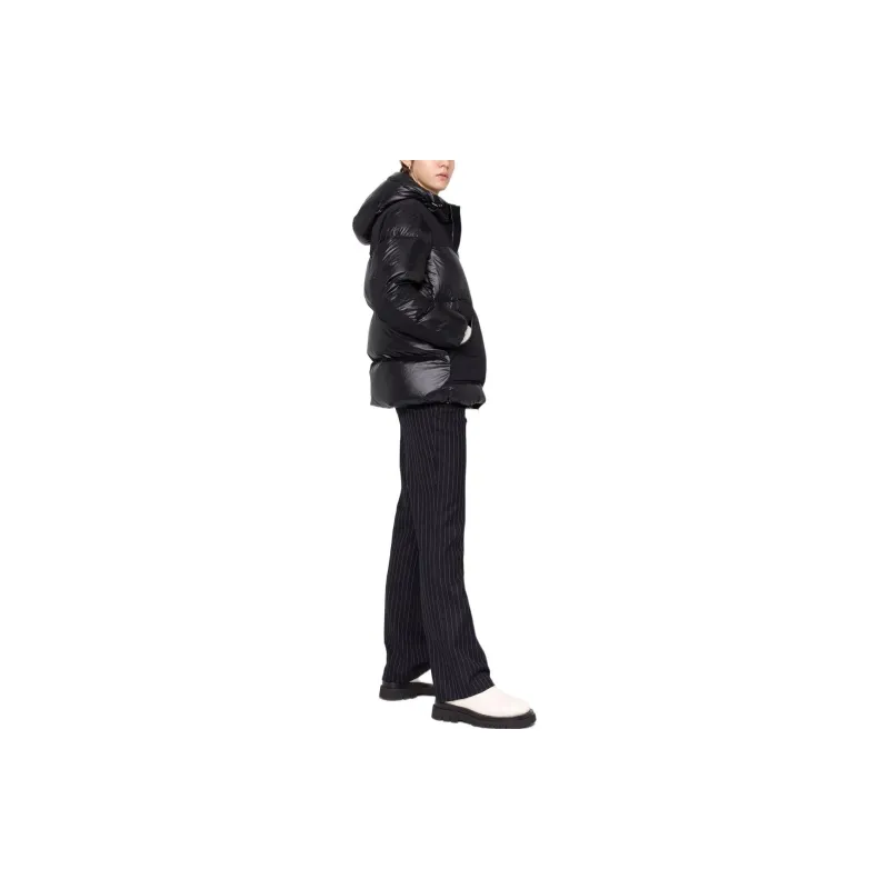 THEORY FW22 Solid Color Hooded Fitted Thickened Regular Edition Down Jacket Women's Black-3
