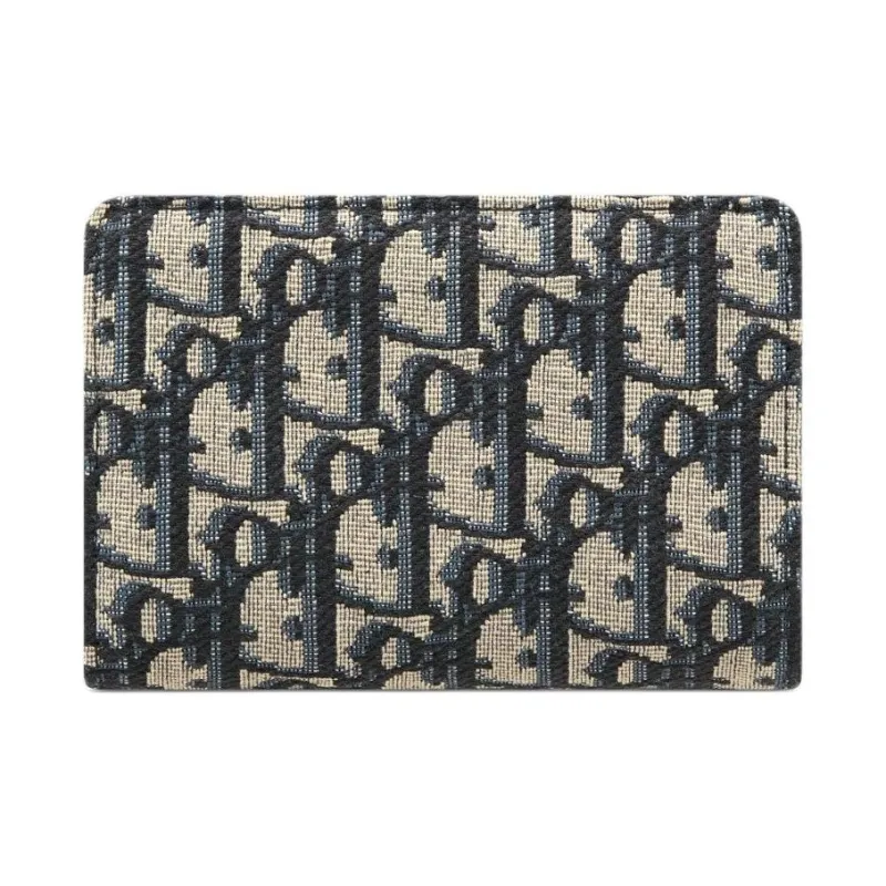 DIOR 30 Montaigne Oblique Jacquard With Smooth Calfskin Wallet Regular Women's Brown & Black-2