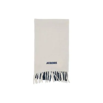 Jacquemus Virgin Wool Knit Scarves Unisex White