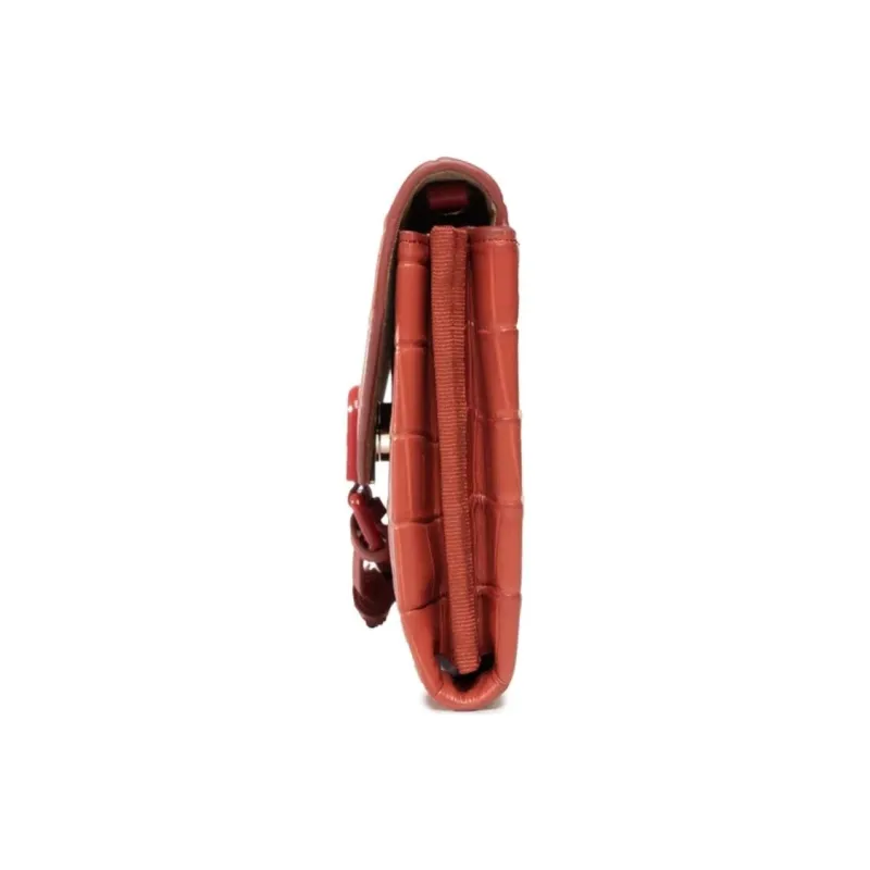 Furla Crocodile Embossed Genuine Leather Shoulder Bag Crossbody Bag Women's Red-2