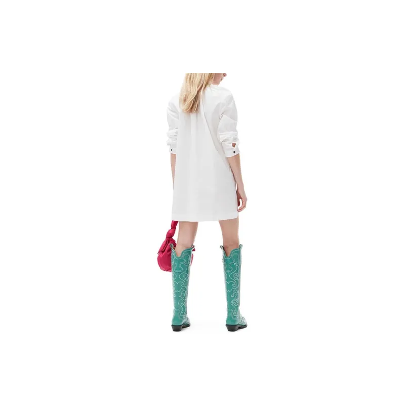 GANNI Long Sleeved Dresses Women's Bright Pure White-2