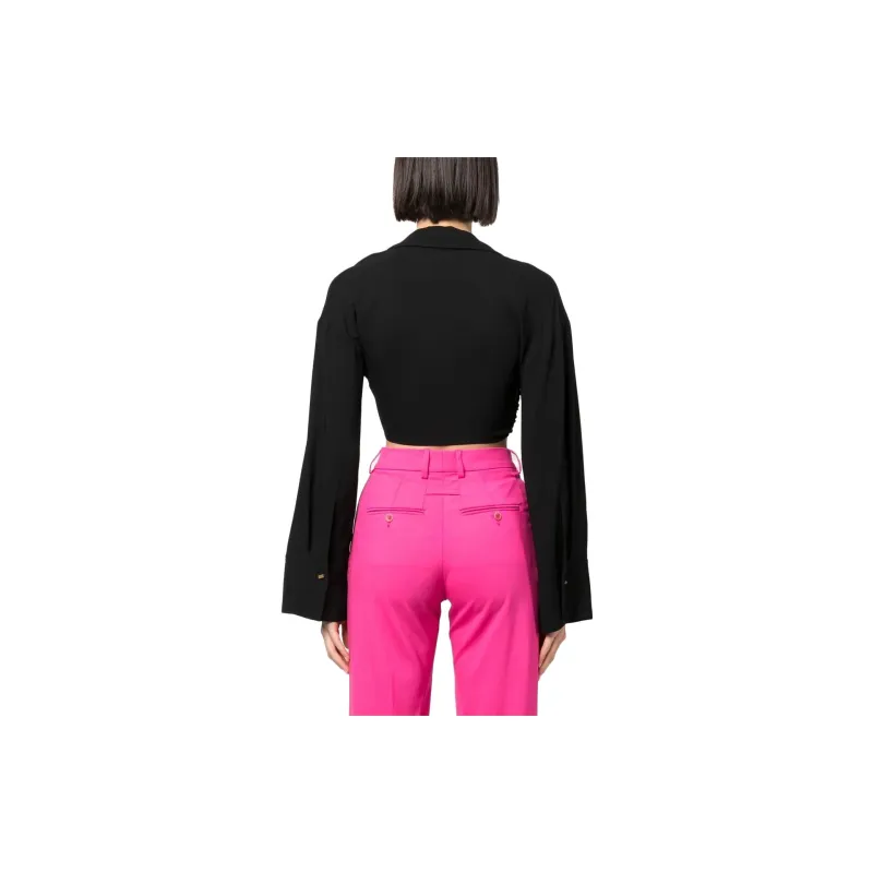 Blumarine Twist Detailed Cropped Long Sleeved Top-2