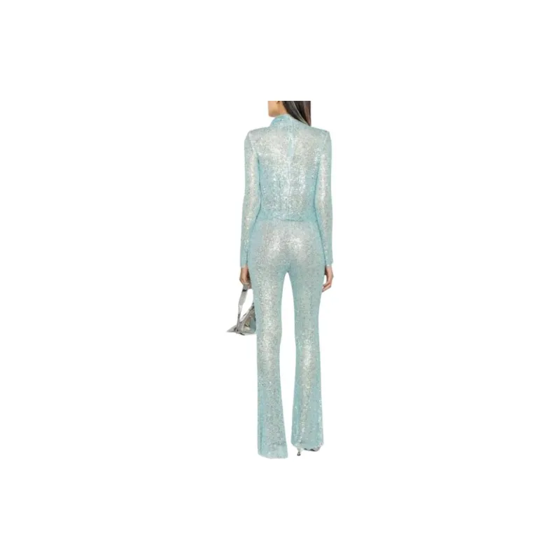 Self portrait Beaded Fishnet Trousers-2