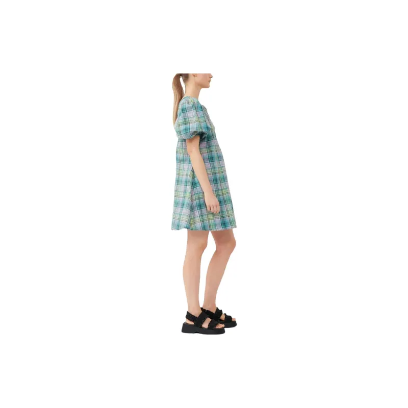 GANNI Check-pattern V-neck Minidress-3