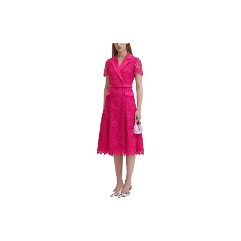 Self-portrait Short-Sleeved Dresses Women's Rose Red-3