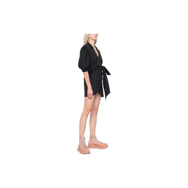 RED VALENTINO REDValentino V Neck Wrap Mini Shirt Dress-3